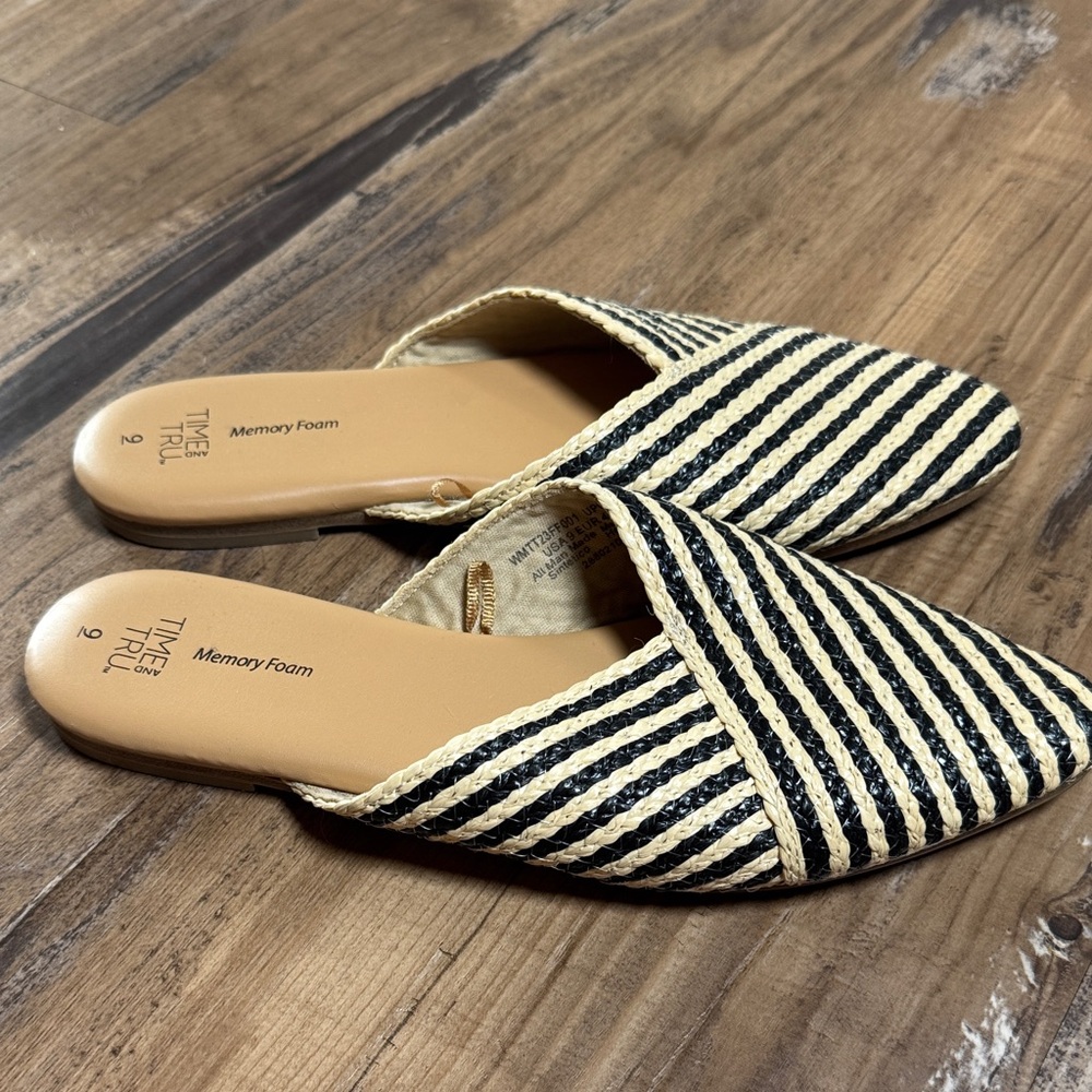 Naturalizer Black and Tan Striped Women's Mules - Picture 2 of 3